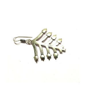 Boucles d'oreilles tribales en argent sterling 925 à la mode tribale avec perles à motif de fleurs - Product Image 1