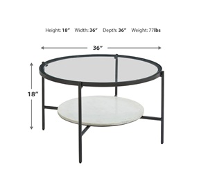 Table basse à double rangement au design nordique moderne avec dessus en verre et fond en bois, cadre métallique pour décoration de chambre polyvalente - Product Image 2
