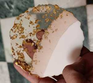 DIY สีขาวอีพ็อกซี่เทอร์ควอยซ์เรซิ่น Coasters ตั้ง Geode เรซิ่นในสีเขียวขุ่นและสีทอง - Product Image 6