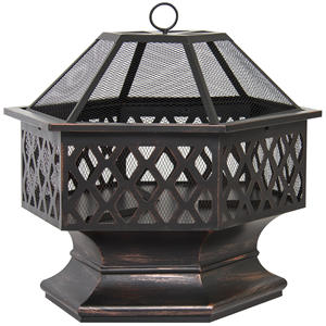 Black Metal <b>Fire</b> <b>Pit</b> <b>Wood</b> Burning for Outdoor & Indoor Use - Product Image 1