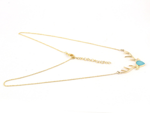 Festive Sale Pear Shape Sky Blue Sugar Druzy Deer Antler Necklace Pendant Gold Plated Link Chain Necklace Pendant Woman Jewelry - Product Image 5