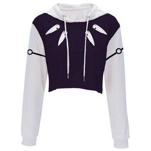 GAF 2023 Top corto de manga larga de Color sólido hecho a medida Sudadera con capucha para mujer Top corto con capucha en precio barato y alta calidad - Product Image 2