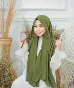 ฮิญาบออกแบบมีเชือกง่ายต่อการสวมใส่ธรรมดานุ่มชีฟองฮิญาบผ้าพันคอสำหรับผู้หญิงมุสลิม