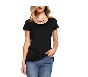 OEM diseño personalizado Logotipo de manga corta ropa de mujer Camisetas algodón poliéster precio barato ajuste regular verano Camisetas para la venta - Product Image 5