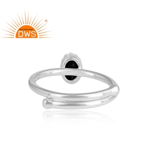 Natural Black Onyx Gemstone <b>Ring</b> 925 Sterling <b>Silver</b> Oval Shape <b>Adjustable</b> Trendy Wedding Party Wear Jewelry - Product Image 4