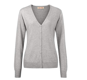 Excedentes de prendas de marca: Conjunto de suéter y jersey de punto con cuello en V y manga larga para mujer, stock de Bangladesh. - Product Image 1