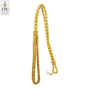 OEM Gold Silk Metallic Thread Polyester Lanyard Shoulder Cord Metal <b>Hook</b> Customizable Ceremonial Whistle Gold Cotton Polyester - Product Image 4
