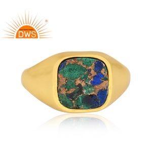 แหวนพลอยมรกต Azurite Malachite,แหวนจิวเวลรี่เคลือบทอง18K จากธรรมชาติสินค้าขายดี - Product Image 2