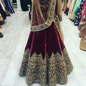 2019 Impresionante vestido de novia indio/pakistaní hasta el suelo con bordado Zardozi pesado - Product Image 1
