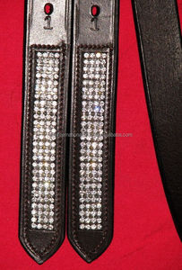 Cuero de estribo Diamante marrón oscuro de la mejor calidad con hebilla de acero inoxidable de cristal transparente para montar - Product Image 2