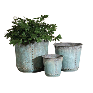 Juego de Dos Macetas Galvanizadas con Asas de Hierro, Forma Redonda, Macetas de la Mejor Calidad al por Mayor - Product Image 4