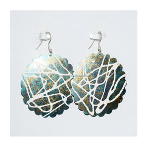 2025 joyería occidental de la ciudad de Nueva York chapado en oro turquesa oro pendiente aro pequeño metal hueco redondo verde cobre turquesa mujeres - Product Image 3