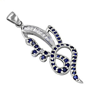 925ทำด้วยมือจี้ห้อยยาวสีเงินสเตอร์ลิงประดับอัญมณีสีฟ้าประดับเพชรหลักจี้หินสวยงามสำหรับงานปาร์ตี้ - Product Image 1