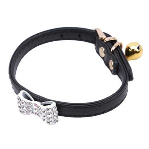 ปลอกคอแมวหนัง PU ทนทานล่าสุดทันสมัยทันสมัยล่าสุดหรูหราโลหะผสมแวววาวกระดิ่งที่สวยงามมีโบว์ที่แยกออกเป็นเครื่องประดับเหล็กขนาดเล็กที่เป็นอัญมณี - Product Image 3