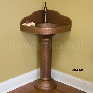 Fregadero de pedestal de esquina de cobre antiguo martillado más vendido precio al por mayor - Product Image 2