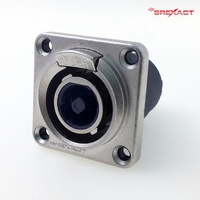 Connecteur de haut-parleur 40A 4 pôles femelle à montage sur châssis, broches en laiton plaqué argent, panneau en alliage de zinc, coque noire PA, audio haute puissance 250V