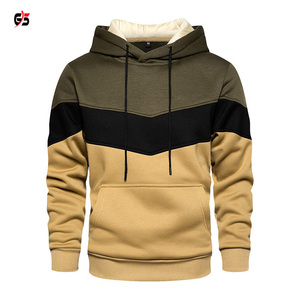 Pull à capuche avec Logo personnalisé pour homme, 100% coton, manches longues, Patchwork multicolore, décontracté, OEM, vêtements d'extérieur, vente en gros - Product Image 3