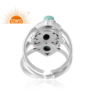 Statement Stackable Silver <b>Ring</b> Boho Design Jewelry Wholesale Arizona <b>Turquoise</b> Gemstone <b>Ring</b> Oxidized Silver Jewelry - Product Image 3