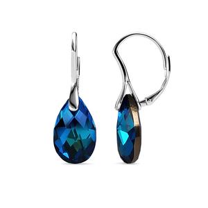 Nuevos pendientes de aro Cerulean Teardrop Huggie adornados con cristales de Swarovski Daisini joyería de plata esterlina 925 para mujer - Product Image 1