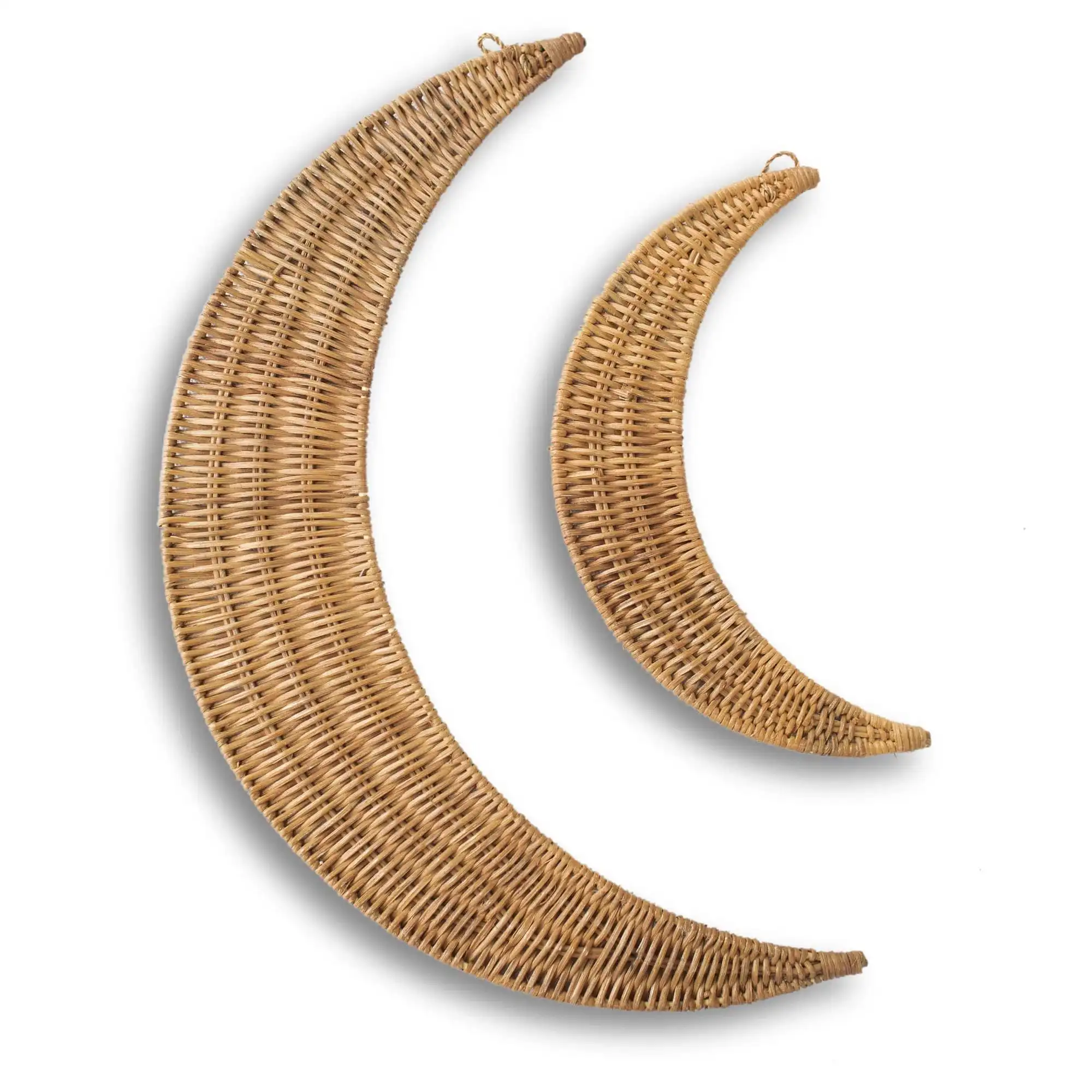 Vintage Set 2 Rattan Moons Wall Hanging Wall Art for Kid's Room Decoration Wholesale Vietnam Supplier