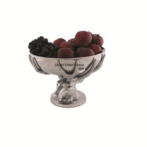 Cuenco de servidor con recubrimiento de polvo negro de fruta de forma redonda Cuenco decorativo hecho a mano de forma redonda para servidor de frutas y frutas secas - Product Image 5