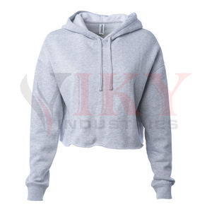 Pull-over court à capuche pour femmes, couleur unie, à la mode, taille Plus, Style différent, logo personnalisé par Viky Ind - Product Image 2