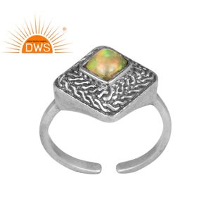 Vintage Look 925 Sterling <b>Silver</b> Jewelry Supplier Ethiopian <b>Opal</b> <b>Ring</b> Manufacturer Oxidized <b>Silver</b> Jewelry - Product Image 1