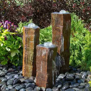 Fontaine d'eau décorative de pilier de basalte de roche naturelle d'extérieur pour <span class=keywords><strong>les</strong></span> parcs pelouse arrière-cour - Product Image 1
