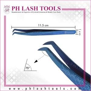 Heavy Duty Eyelash Extension แหนบเพชรตัดการออกแบบสีฟ้าสีไทเทเนียมรัสเซียแหนบ90องศา (ปลายกว้าง) - Product Image 3