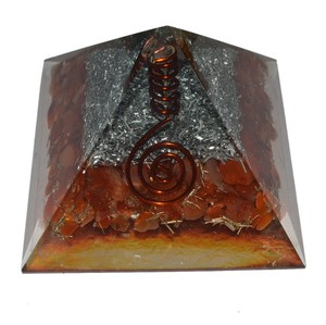Get Online Red Carnelian Orgone Pyramids with Crystal Point : Red Carnelian Orgone Pyramids with Crystal Point for Sale - Product Image 1