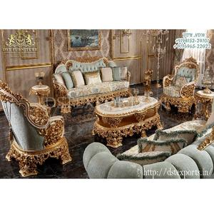 Conjunto de sofás rumanos con tallado a mano, conjunto de sofás de lujo con tallado dorado pulido, muebles de Villa europea, área de vestíbulo - Product Image 1