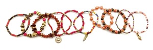 Hot Selling 10pc pack Wood and Mixed Beads <b>charm</b> bracelet Set for women accessories Women Fashion from India. - Product Image 3