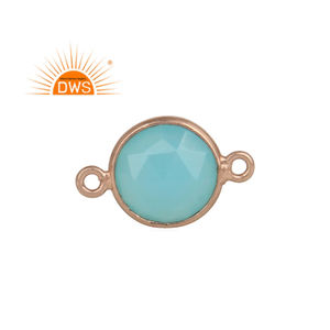 Connecteur de pierre précieuse naturelle, 50 pièces, en argent Sterling 925, plaqué or Rose, calcédoine, pour femmes, fabrication de bijoux - Product Image 1
