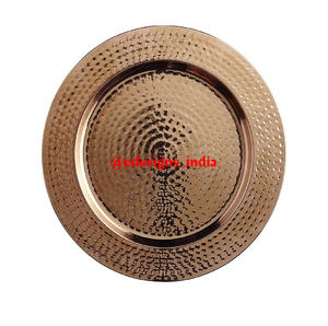 Assiette décorative en cuivre martelé, faite à la main, vente en gros, dessous de table, vaisselle design créatif - Product Image 1