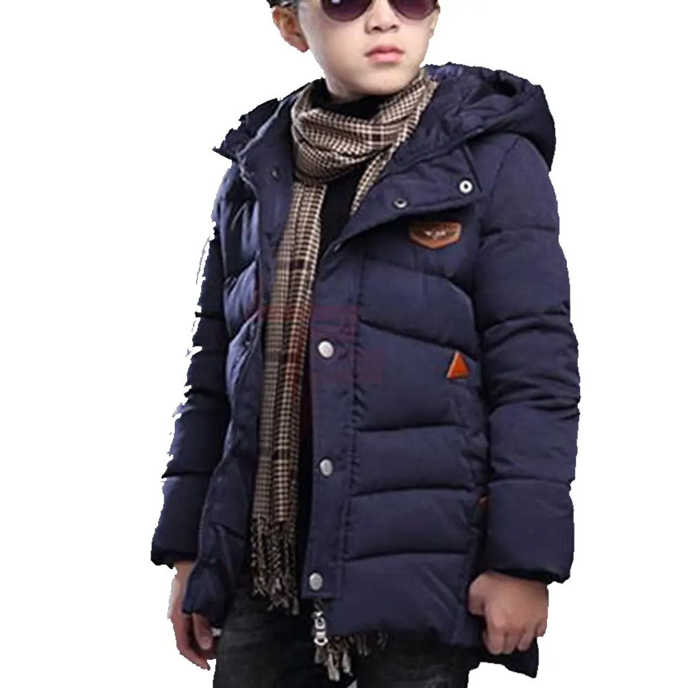 Comfortable Down Jacket Boys Warm Jacket Puffer Winter Cotton Hooded Coat Zipper Outerwear Blue And Maroon Puffer Jacket For Kid