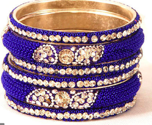 Indian Bollywood Style Traditional Lac <b>Crystal</b> Bangles Set - Product Image 4