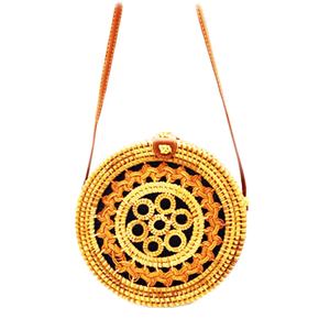 Classique Vintage rétro rotin sac de plage tissé à la main paille coton Polyester doublure étoile motif ceinture Style voyage sac à main - Product Image 4