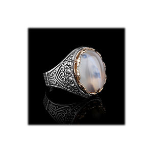 Alta calidad plata esterlina 925 sultán otomano anillo con piedra de ágata - Product Image 1