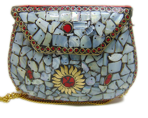 Luxury Ladies Pearls Beaded Silver Color Mop Stone Flap <b>Clutch</b> Bag Party Money Feather <b>Wedding</b> Evening <b>Clutch</b> - Product Image 1