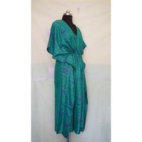Robe longue caftan vintage en soie respirante pour femme grande taille, taille naturelle, sans manches, imprimé floral, pour mariée ou soirée