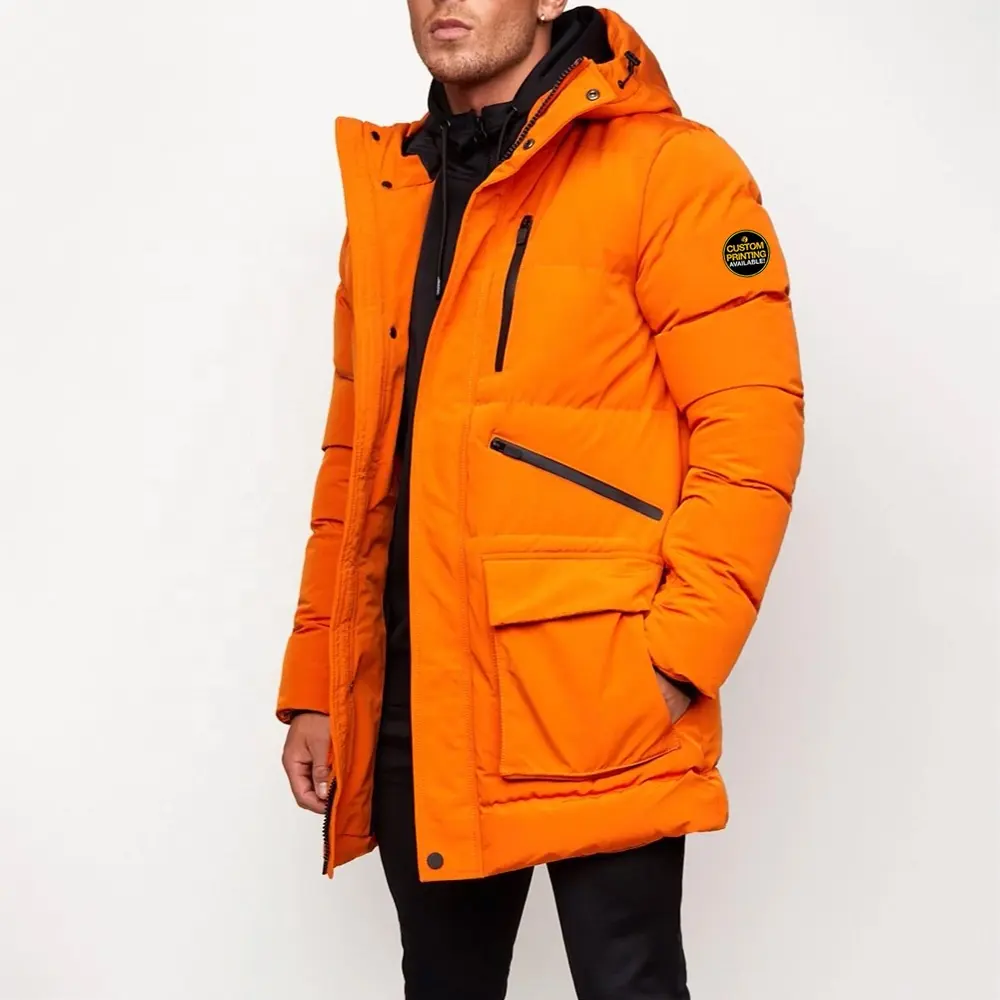 Jaket panjang musim dingin pria, mantel hangat logo kustom desain baru
