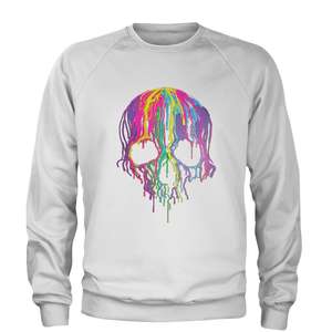 Colores de neón goteo diseño de cráneo adulto Sudadera de cuello redondo - Product Image 2