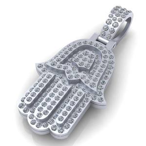 แฮมซาทำจากเพชรแข็งทอง10K จี้ทางศาสนาทำจากเพชรธรรมชาติจี้เครื่องรางป้องกันฮิปฮอปเครื่องประดับสำหรับทุกเพศของขวัญตามสั่ง - Product Image 1