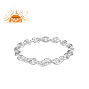 Nuevo anillo de cadena de eslabones de plata esterlina fina, joyería de plata lisa, Colección clásica, Colección delicada - Product Image 1