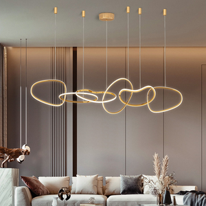 In acciaio inox moderno e minimalista casuale cafe ufficio gran oro <span class=keywords><strong>cerchio</strong></span> <span class=keywords><strong>lampadario</strong></span> - Product Image 2