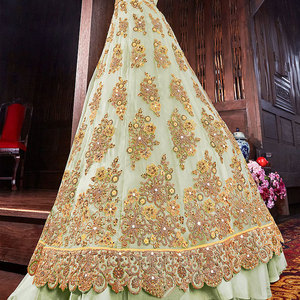 Chất Lượng Cao Nặng Cô Dâu <span class=keywords><strong>anarkali</strong></span> Lehenga Sàn Chiều Dài Pakistan Ấn Độ Phong Cách Ăn Mặc Với Biểu Tượng Tùy Chỉnh Rắn Mô Hình Cô Dâu Gown - Product Image 4