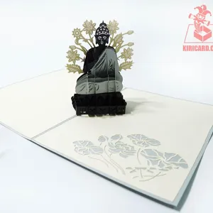 Kiricard Phật Pop Up thẻ Việt Nam in ấn Kirigami thẻ 3D thiệp chúc mừng thủ công mỹ nghệ