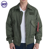 Blouson bomber vert olive pour homme MS Corporation, fermeture éclair, col rond, style décontracté, coupe régulière, imprimé animal, toile coupe-vent