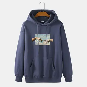 Sudadera con capucha con dobladillo crudo de peso pesado con logotipo personalizado, sudaderas con capucha de lavado ácido vintage recortadas unisex con estampado de hojaldre francés en blanco de gran tamaño para hombres