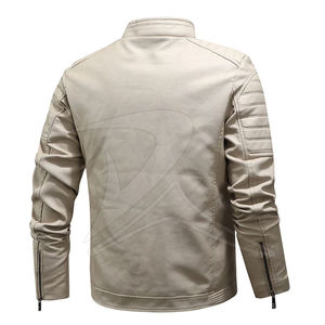 Veste en cuir décontractée slim de haute qualité pour homme, nouveau style, lavée, hiver, grande taille, fermeture éclair, rembourrage en coton - Product Image 2